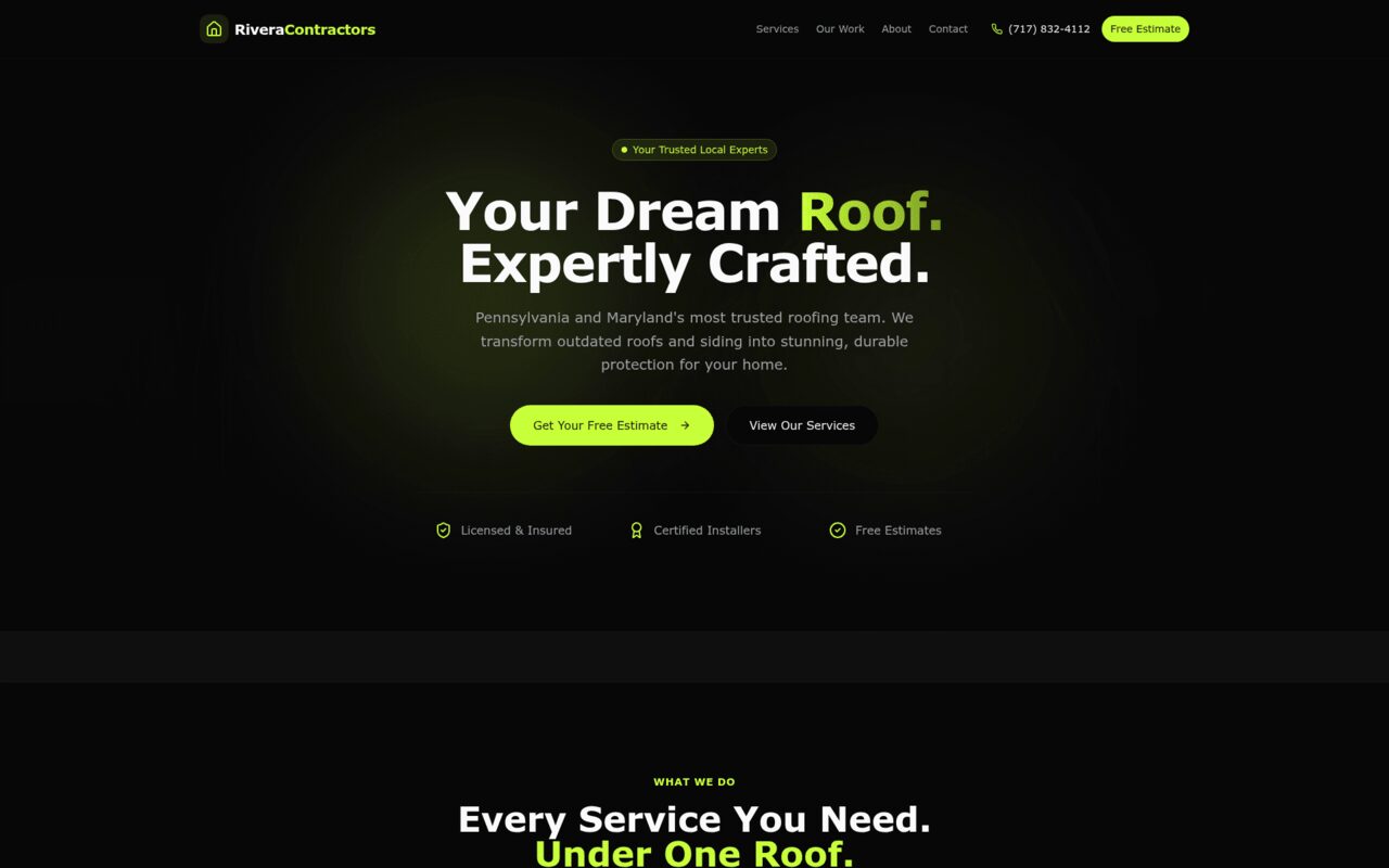 Roofing sample build website preview