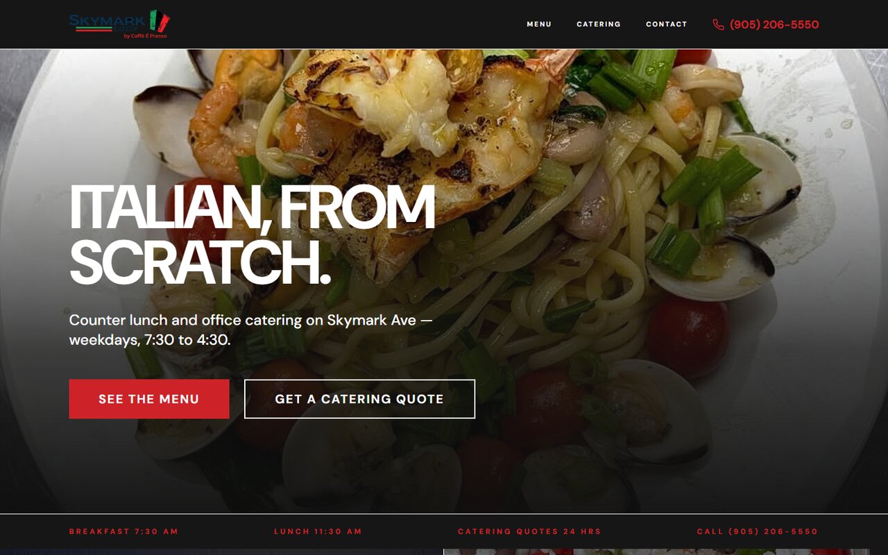 Skymark Eatery website — premium restaurant site built by Devanta Digital